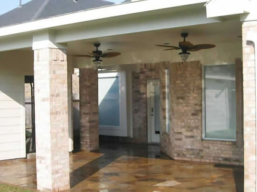 Patio Cover with Natural Stone Floor. Houston, TX