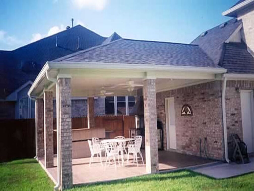 Tile Floor Patio Cover and Outdoor Kitchen