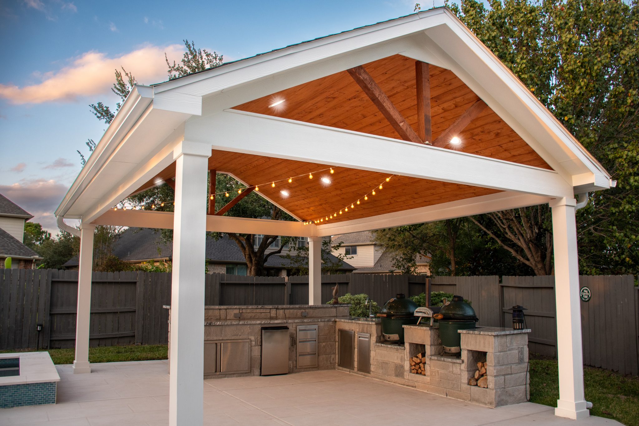 Detached Gable Style Patio Cover with Outdoor Kitchen. | HHI Patio Covers