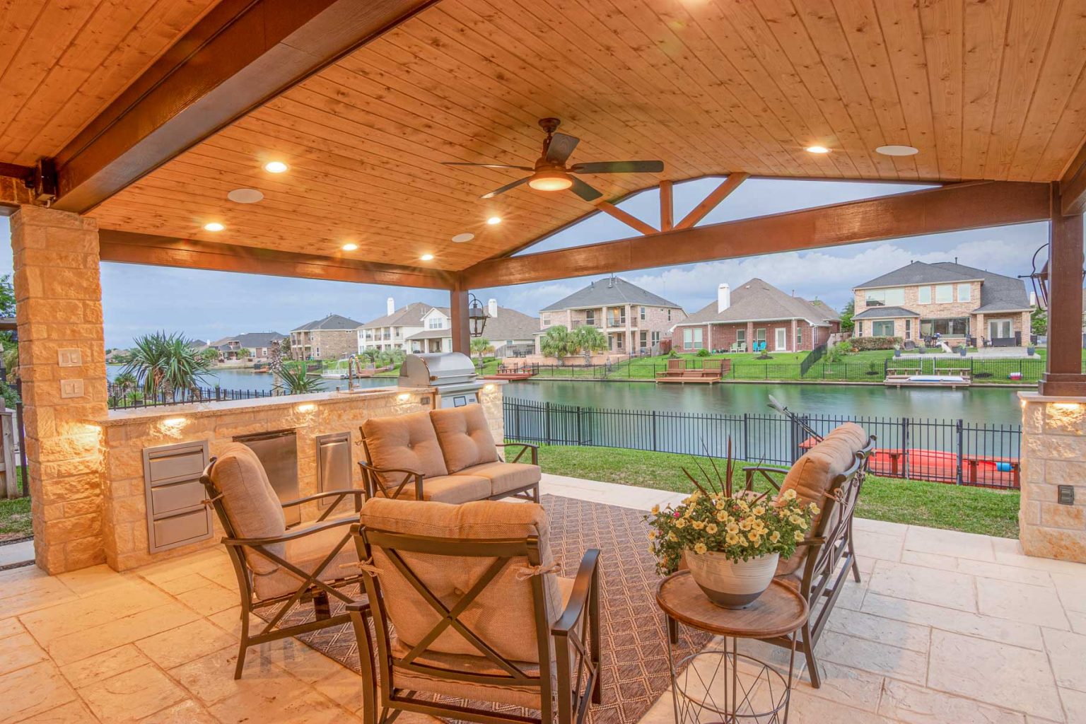 Gable Style Patio Cover in Sydney Harbour, Cypress | HHI Patio Covers ...