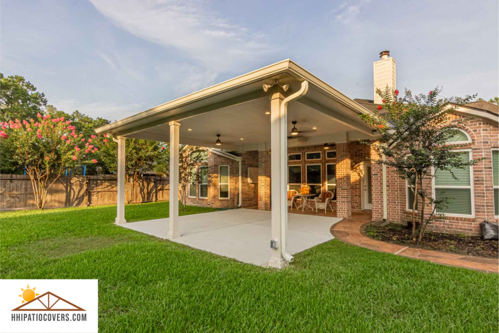 Hip style patio cover attached to the house