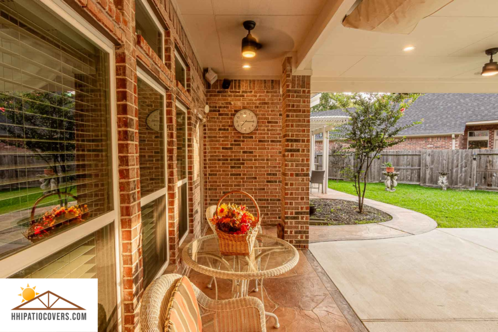 Hip style patio cover attached to the house