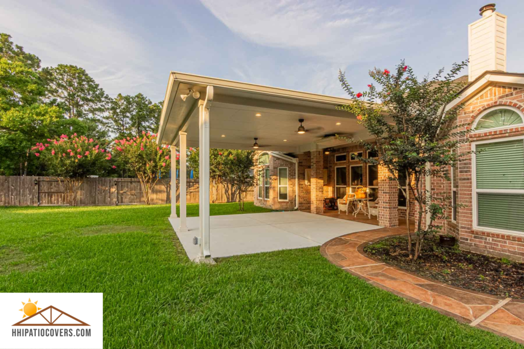 Hip style patio cover attached to the house