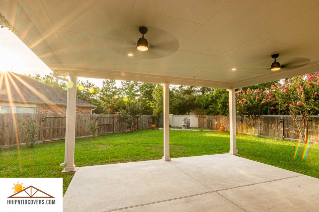 Hip style patio cover attached to the house