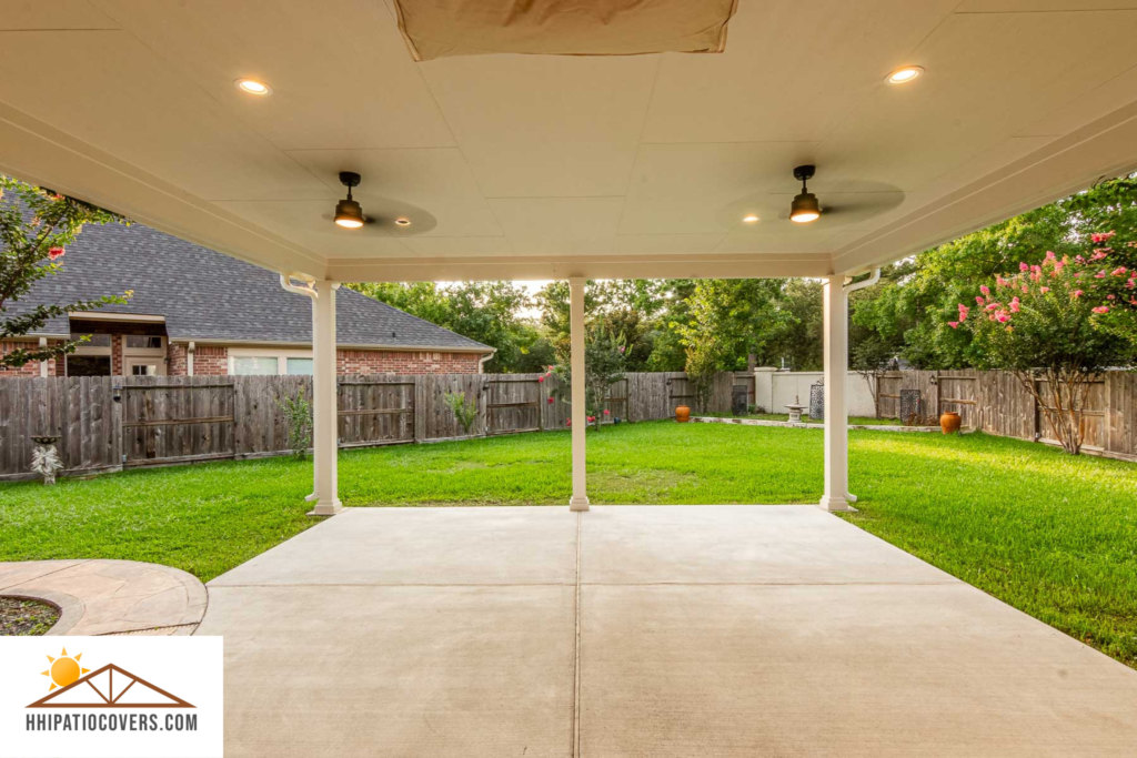 Hip style patio cover attached to the house