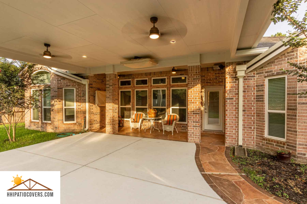 Hip style patio cover attached to the house