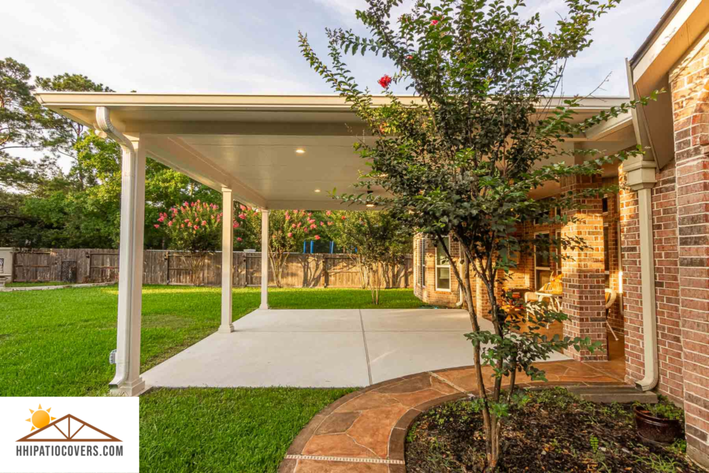 Hip style patio cover attached to the house