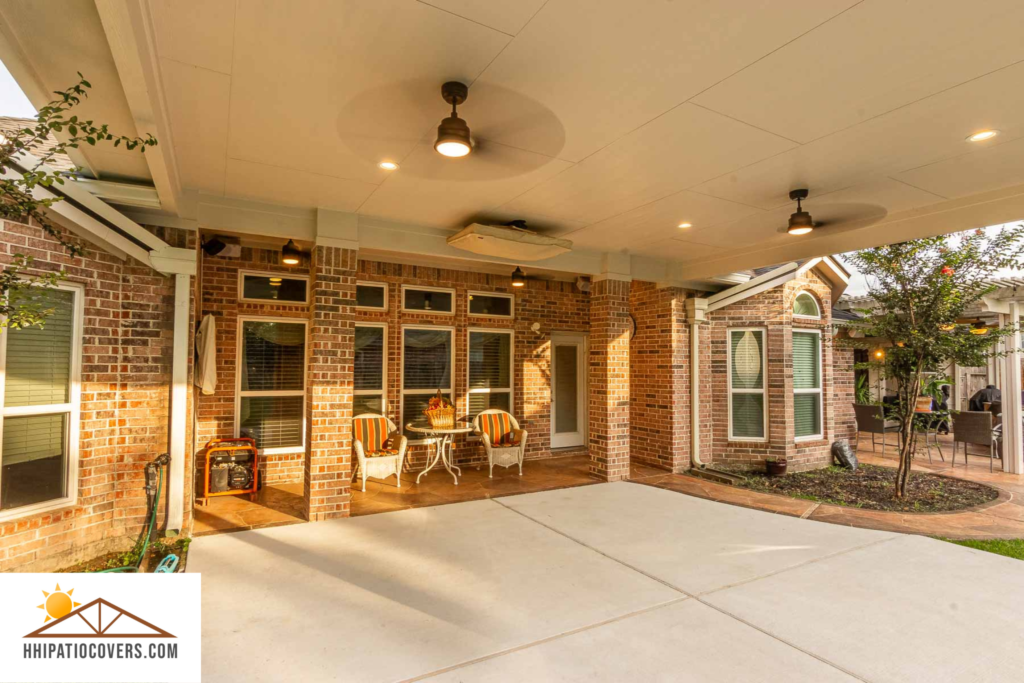 Hip style patio cover attached to the house