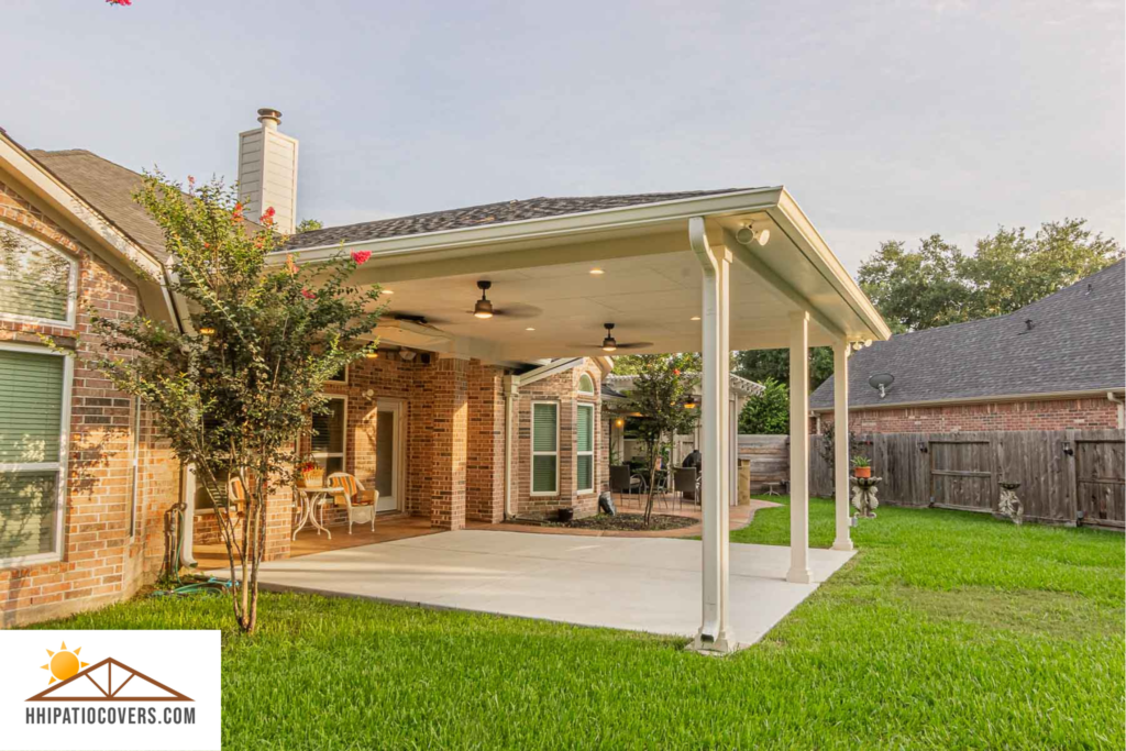 Hip style patio cover attached to the house