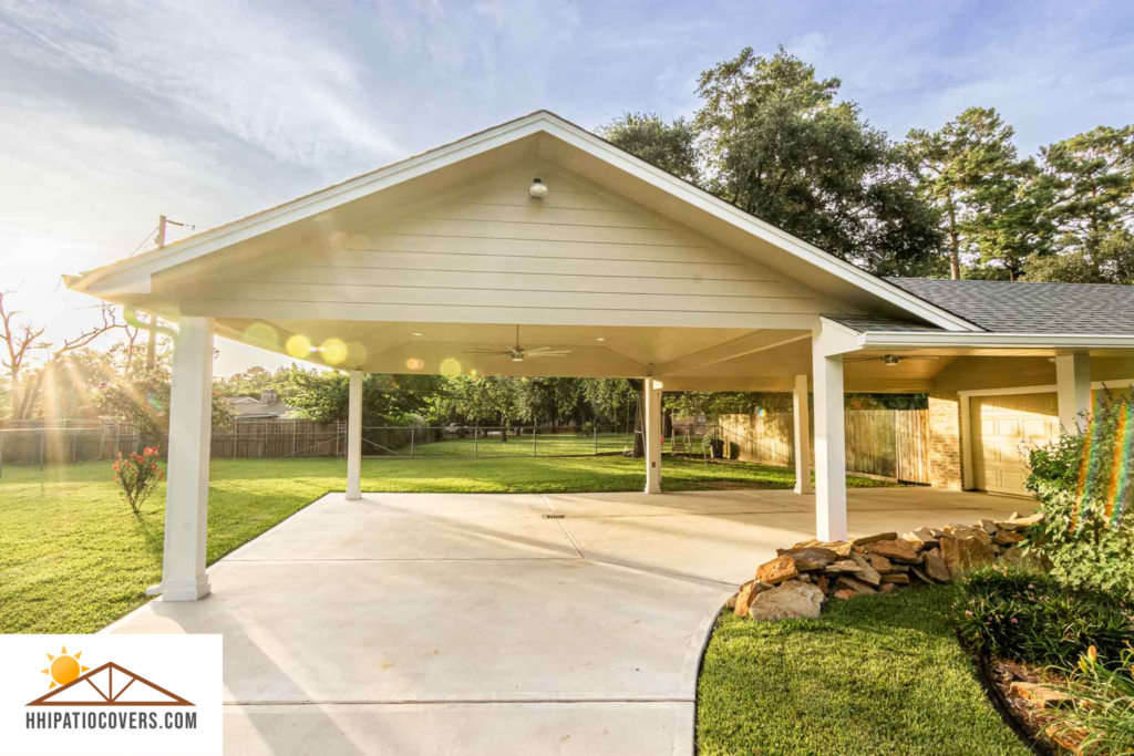 Gable and hIp combination carport in Houston, TX.