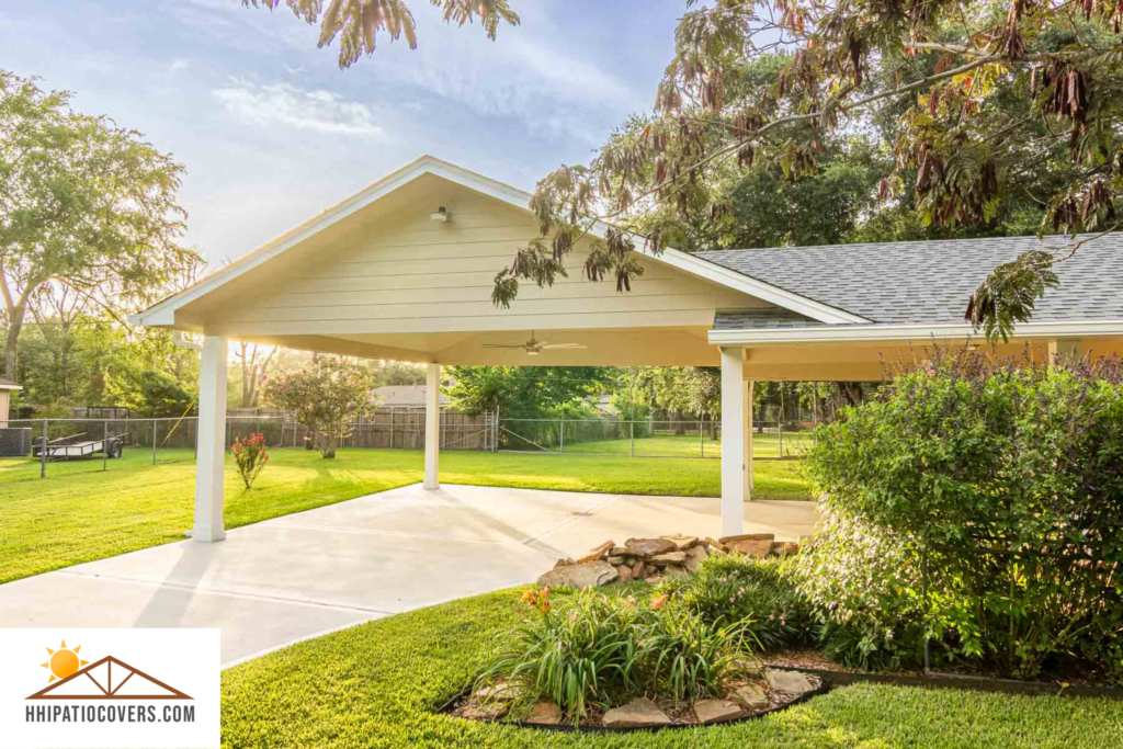 gable and hip combination carport in Houston, TX.