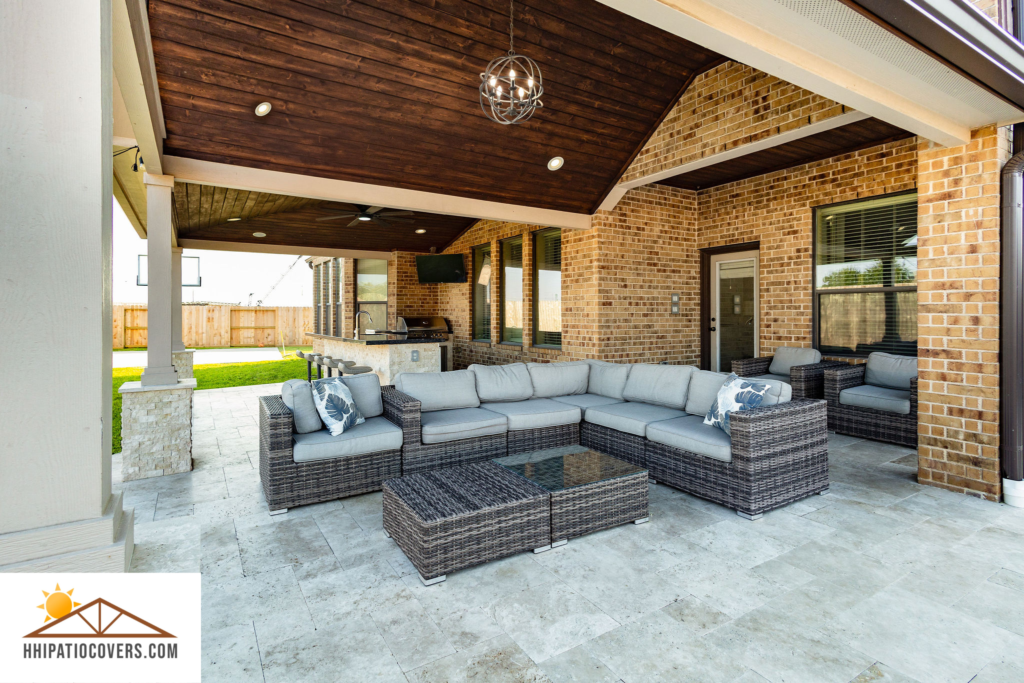 Patio cover with tongue and groove ceiling