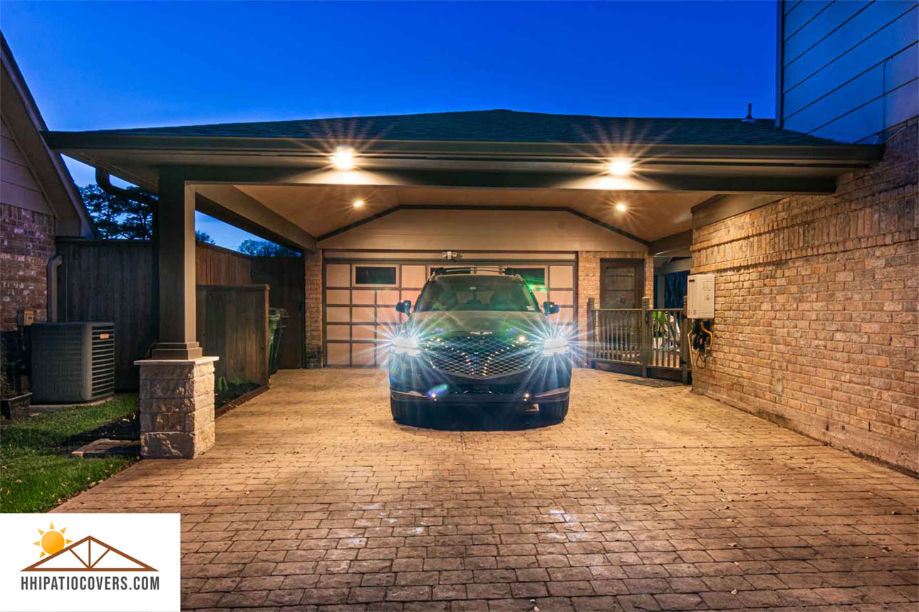 Custom built carport in Houston TX