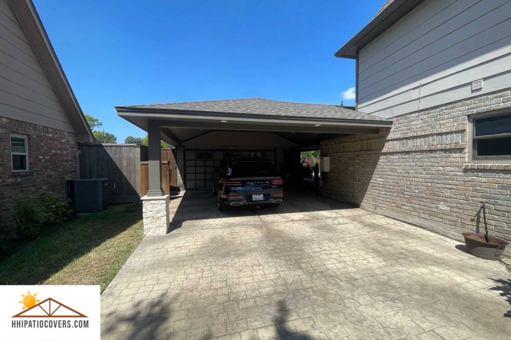 Custom built carport in Houston TX