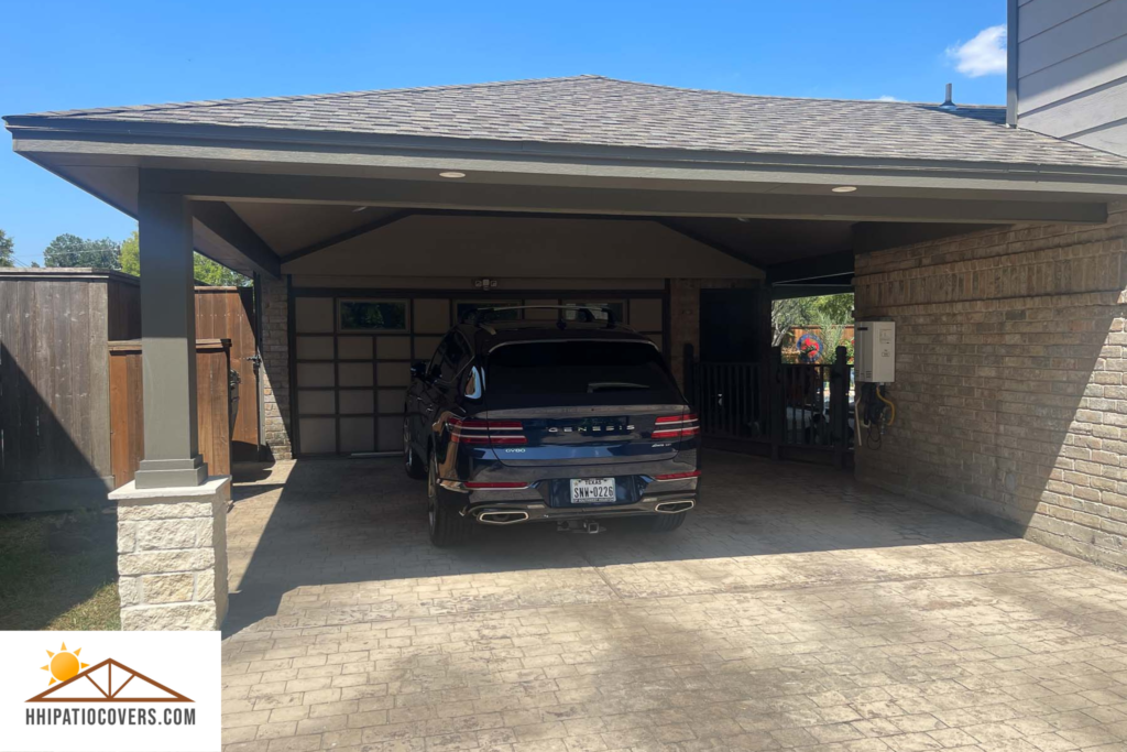 Custom built carport in Houston TX