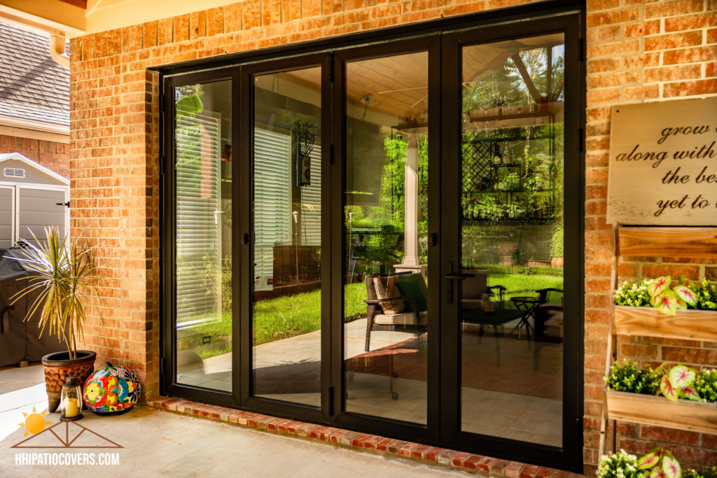 Gable style patio cover in Humble, TX.