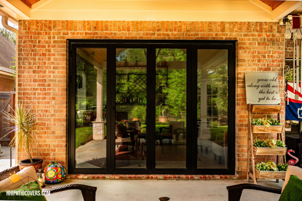 Gable style patio cover in Humble, TX.