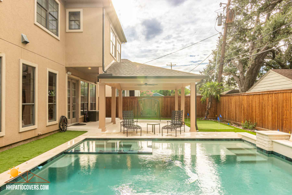 Hip-style Patio Cover Backyard Retreat