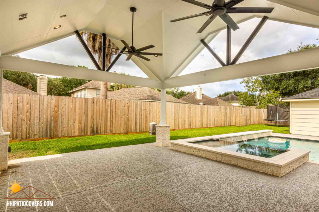 Double Gable Patio Cover in League City, TX.