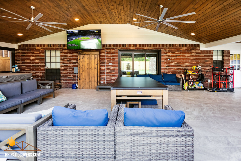 Enclosed gable-style patio cover in Cypress, TX