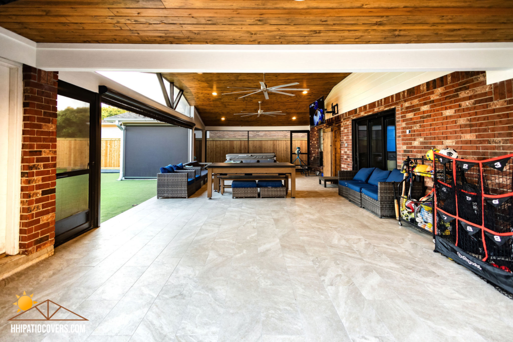 Enclosed gable-style patio cover in Cypress, TX