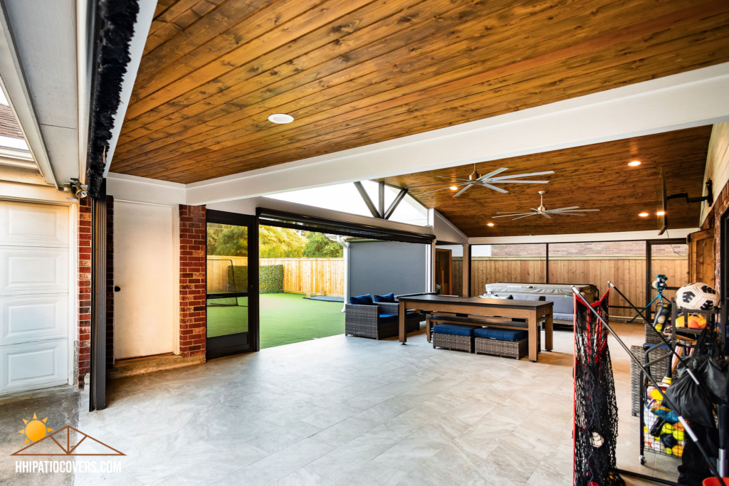 Enclosed gable-style patio cover in Cypress, TX