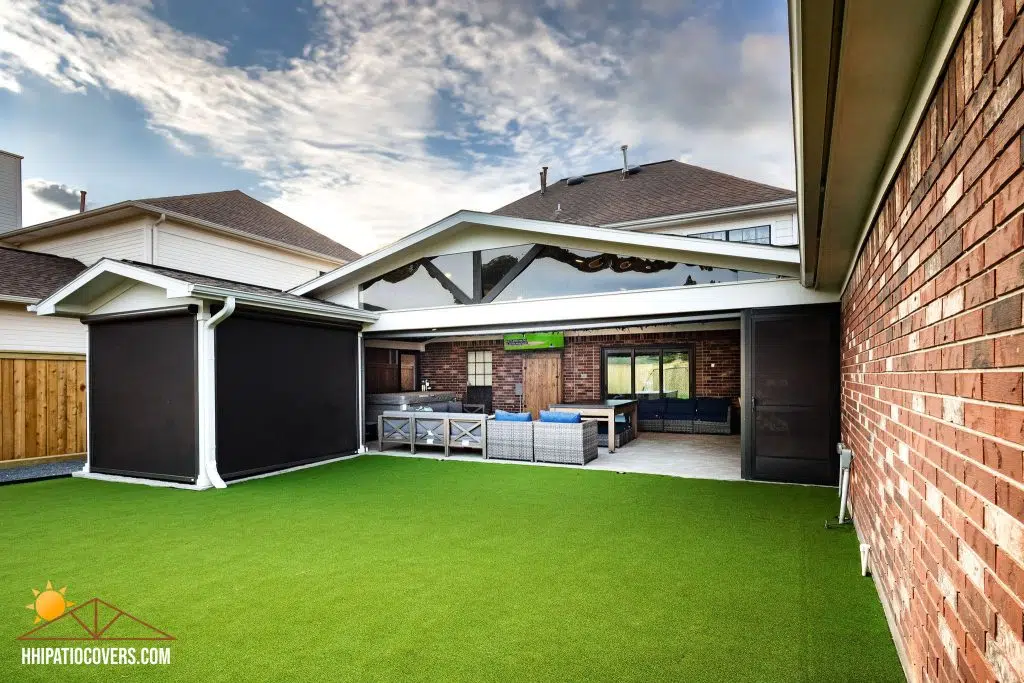 Enclosed Gable-style patio cover in Cypress, Texas