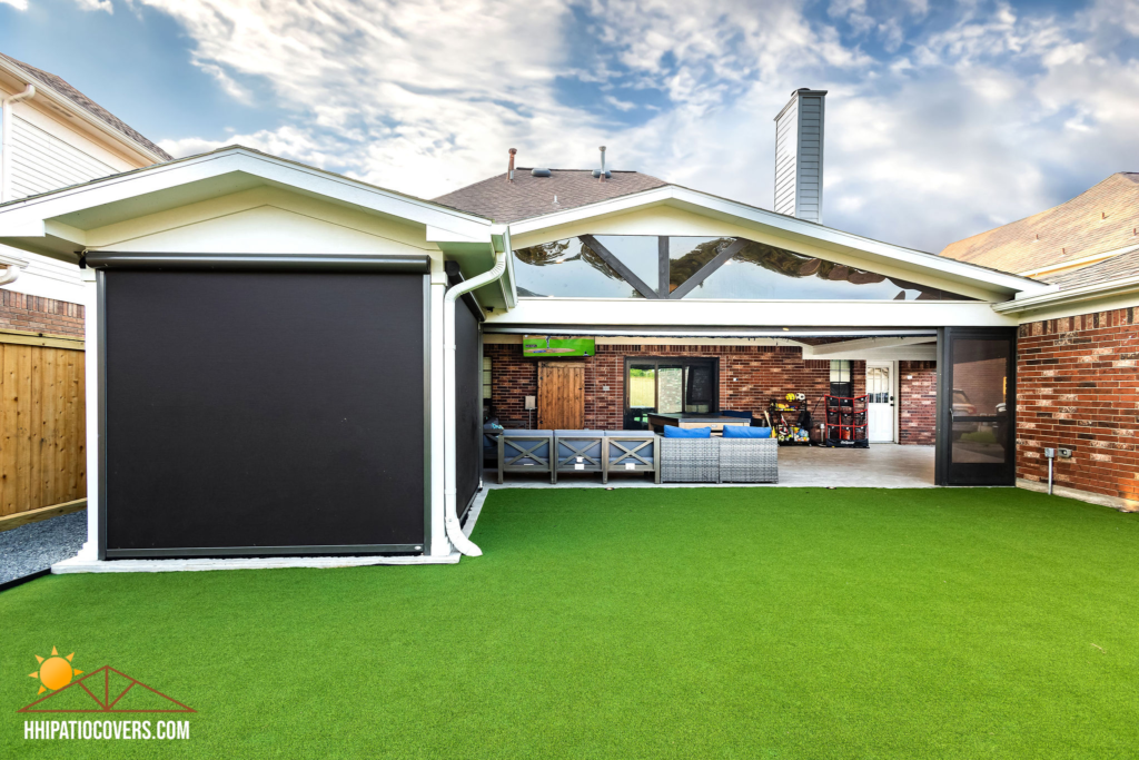 Enclosed gable-style patio cover in Cypress, TX