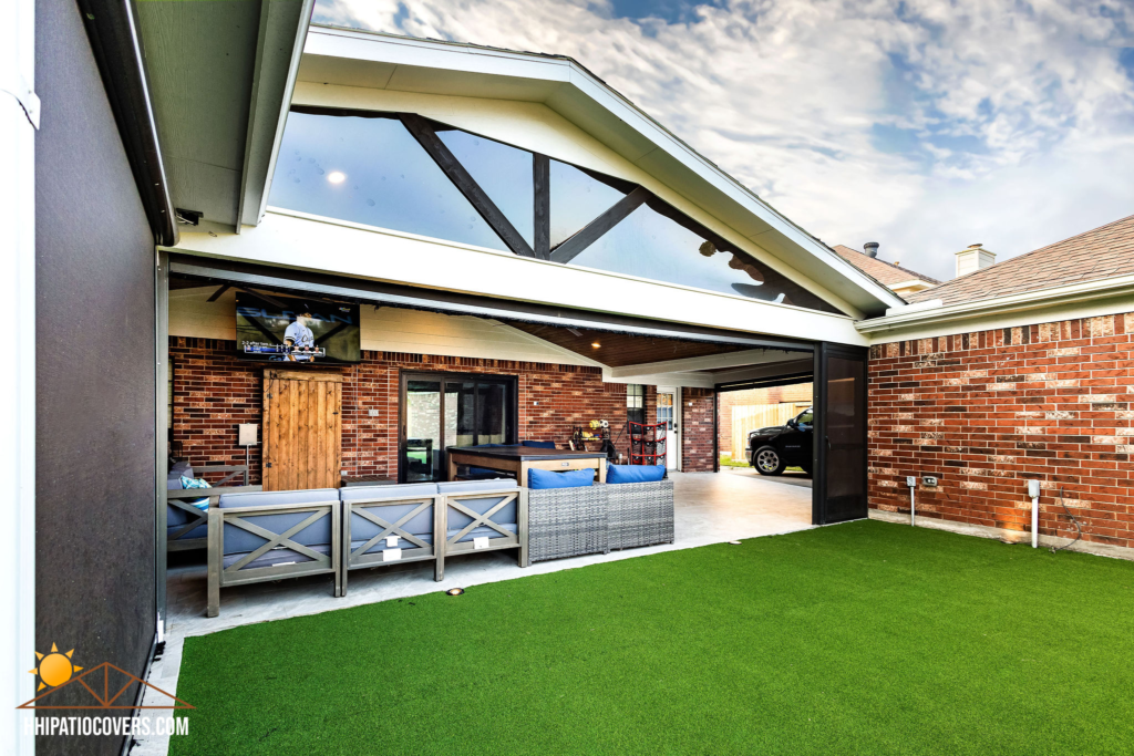 Enclosed gable-style patio cover in Cypress, TX