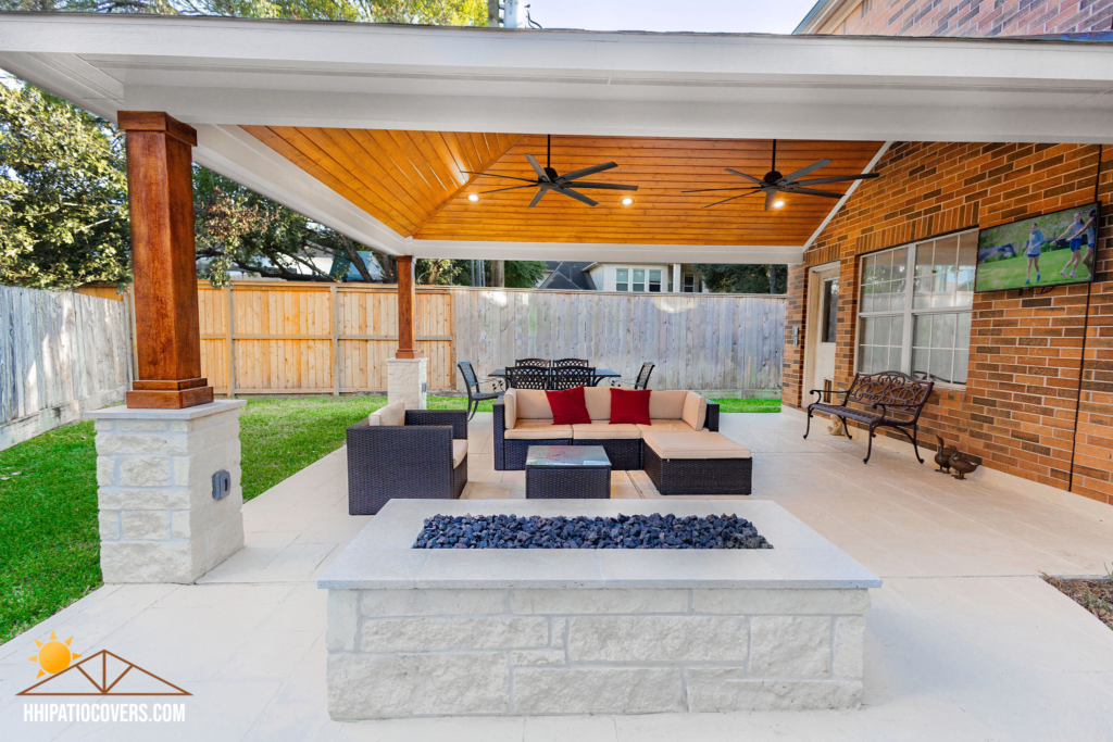 Hip-style patio cover in Bellaire, TX