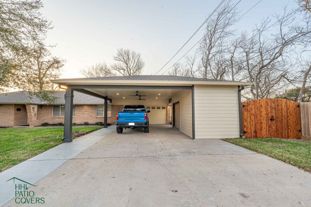 Carport with attached storage building