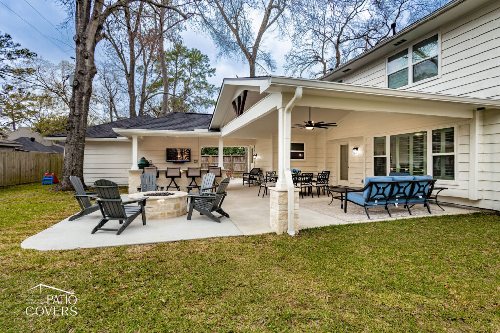 Gable style patio cover with hip extension