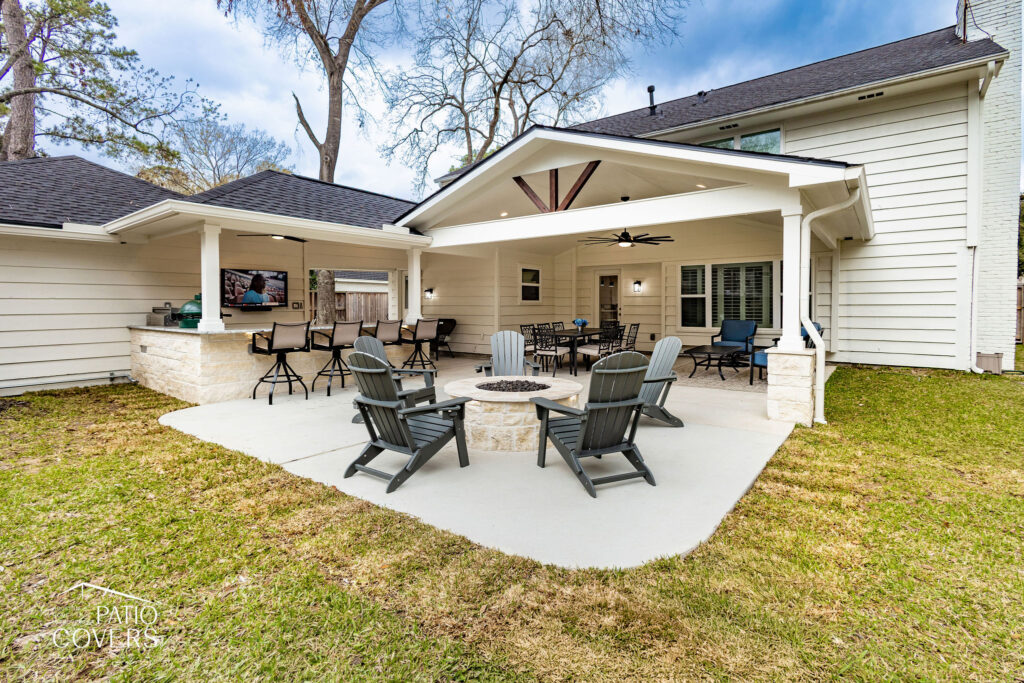 Gable style patio cover with hip extension