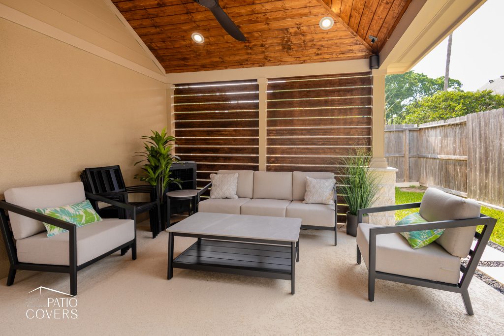 Patio cover with privacy wall