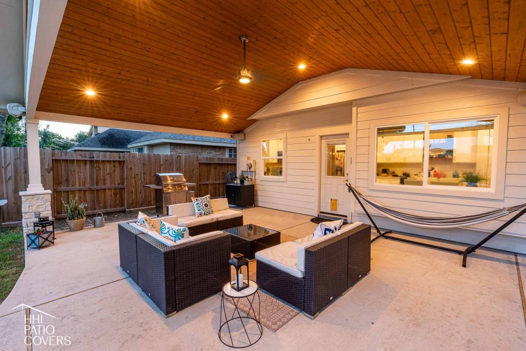 Gable patio cover with Tongue and groove ceiling