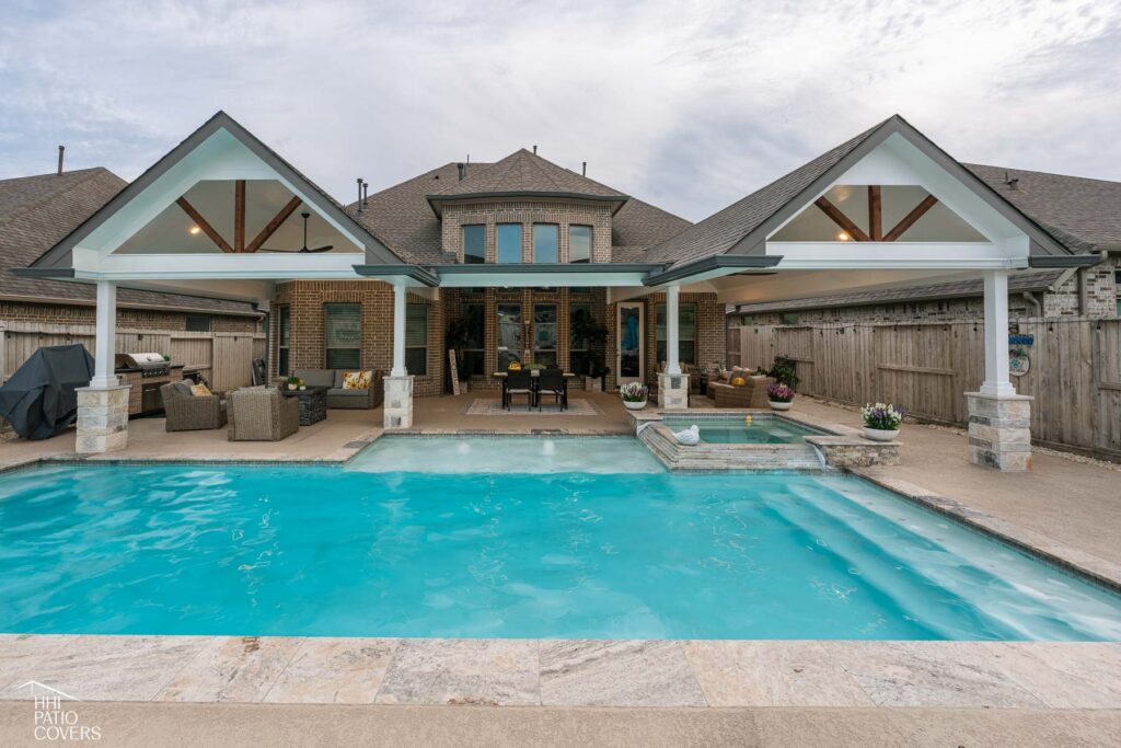 Custom built patio cover over the pool