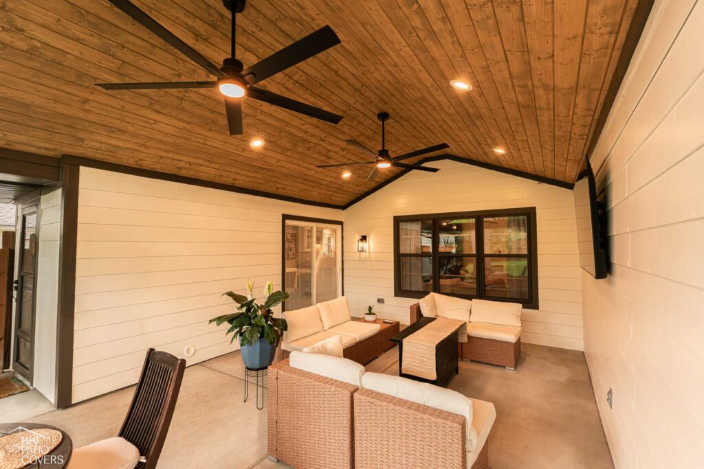 Gable Patio cover with tongue and groove ceiling